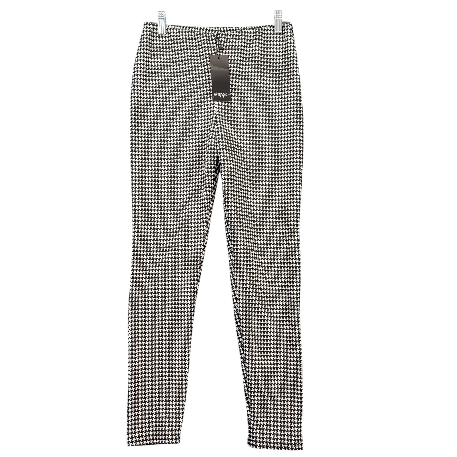 Nasty Gal Black White Houndstooth Leggings New Stretch Waist Skinny Women Size 4